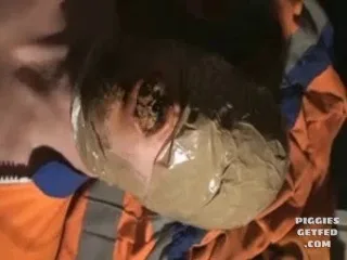 Tied up and used as a toilet slave