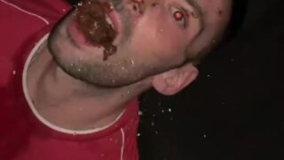 Italian slave Mirko Mainetti chewing mouthfull of shit